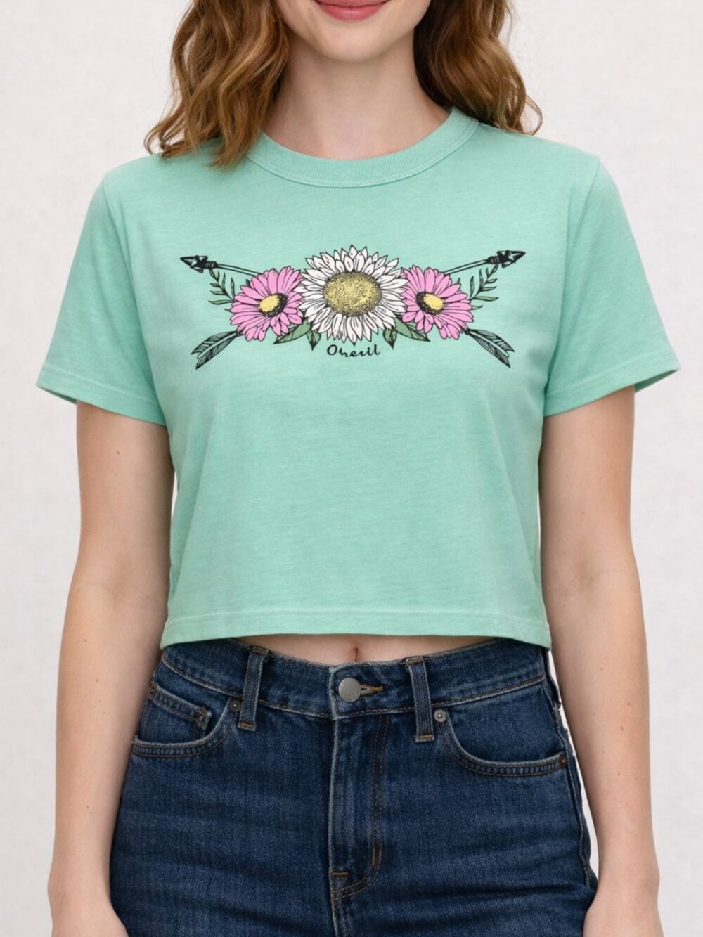 New Women T-shirt Tilly's Green Short Sleeves Crew Neck Waist Length Size M